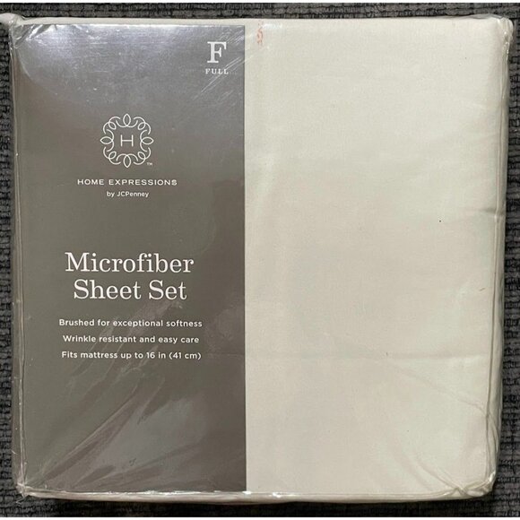 NWT Home Expressions FULL SET Microfiber Sheets Vanilla Cream New In Package - Picture 1 of 5